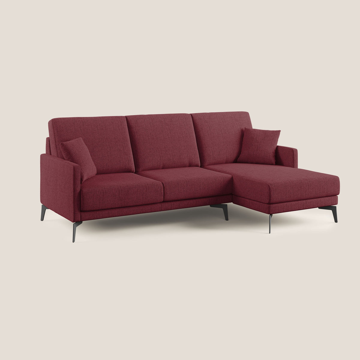 Saturno divano angolare moderno in tessuto morbido impermeabile T03 rosso - divitt.sbs