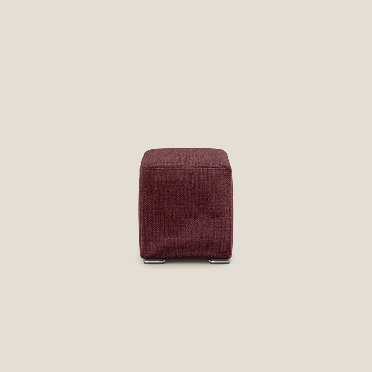 Cube pouf in morbido tessuto impermeabile ad intreccio melangiato T06 rosso - divitt.sbs