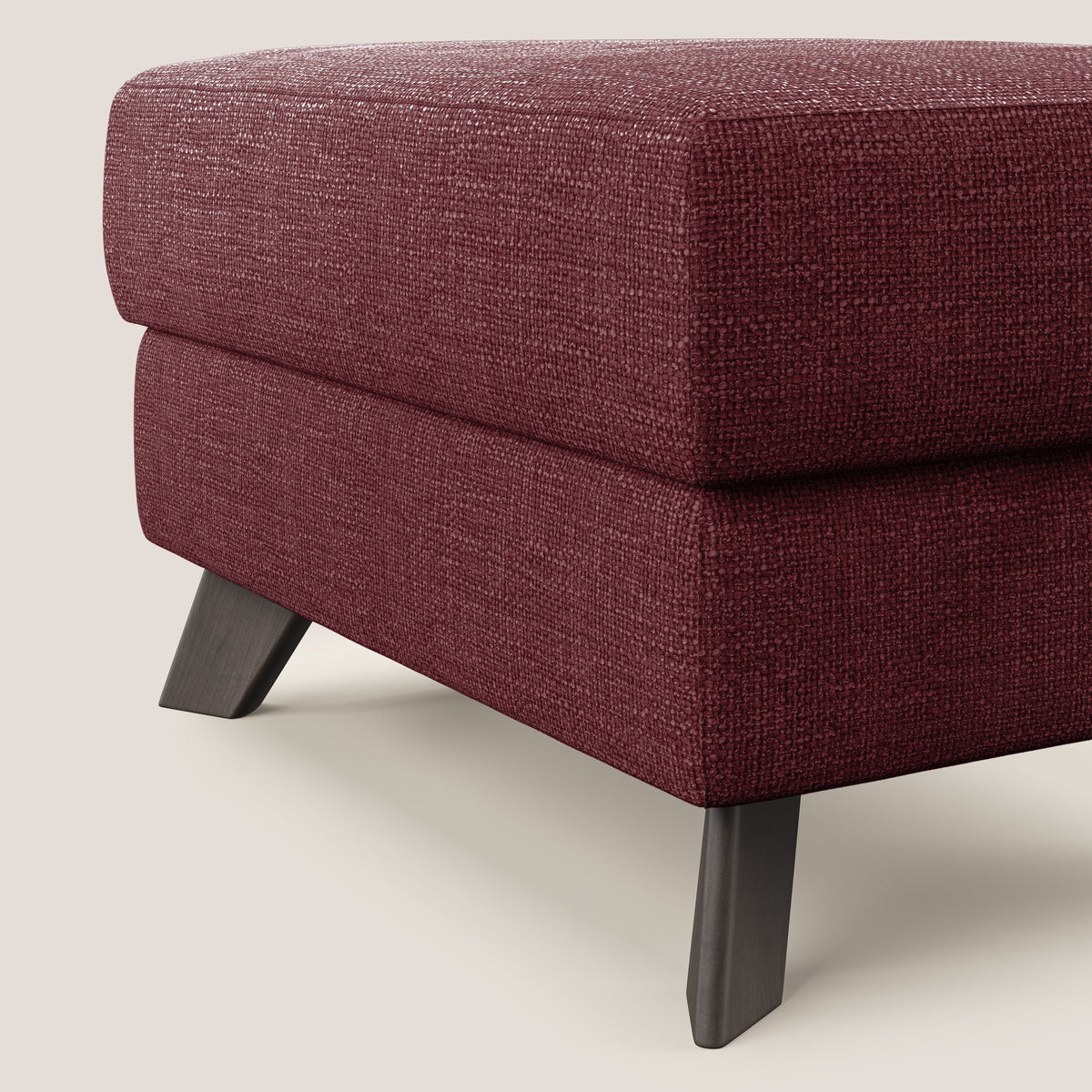 Moon Pouf contenitore e piedini alti in tessuto morbido ad intreccio soft-touch impermeabile T06 rosso - divitt.sbs