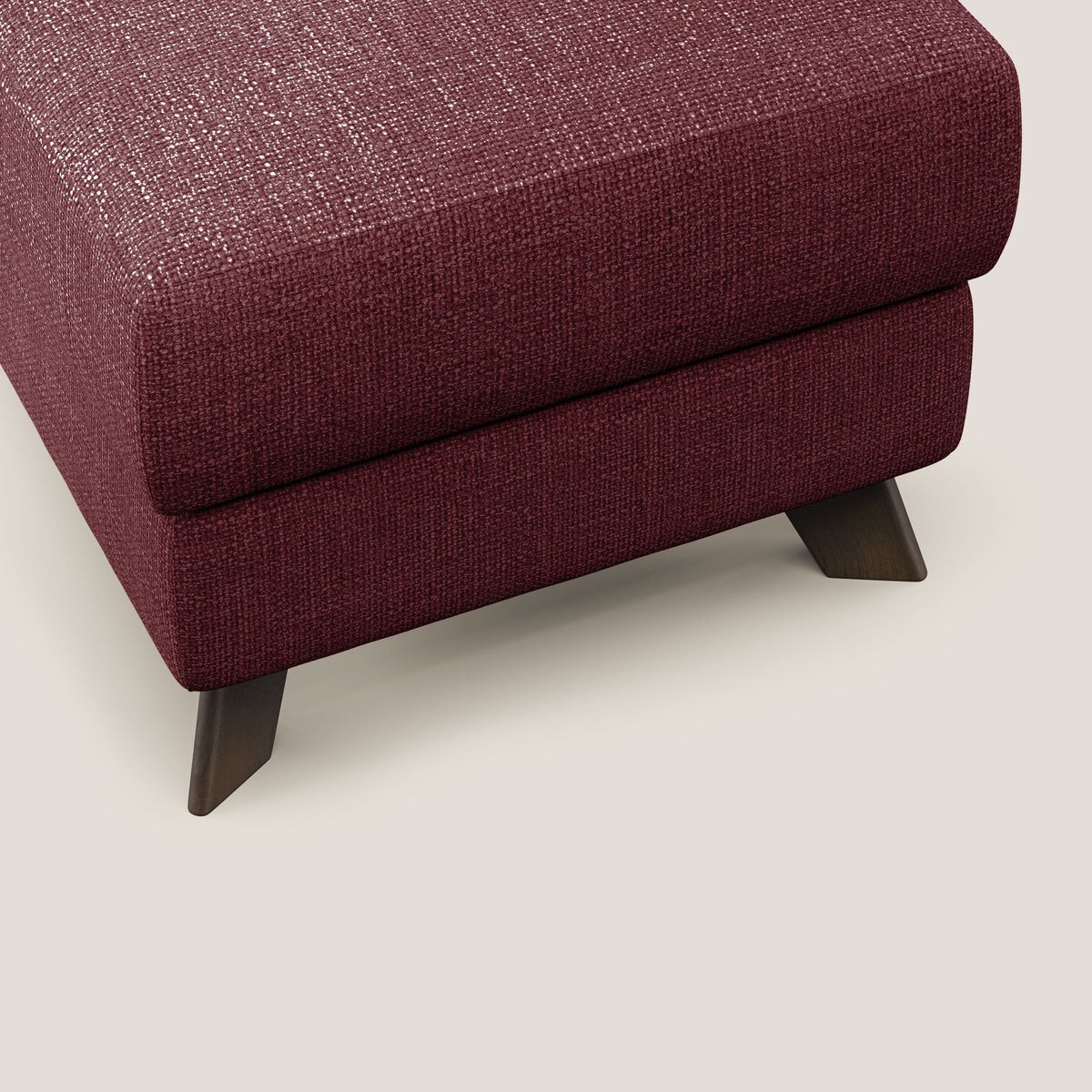 Moon Pouf contenitore e piedini alti in tessuto morbido ad intreccio soft-touch impermeabile T06 rosso - divitt.sbs