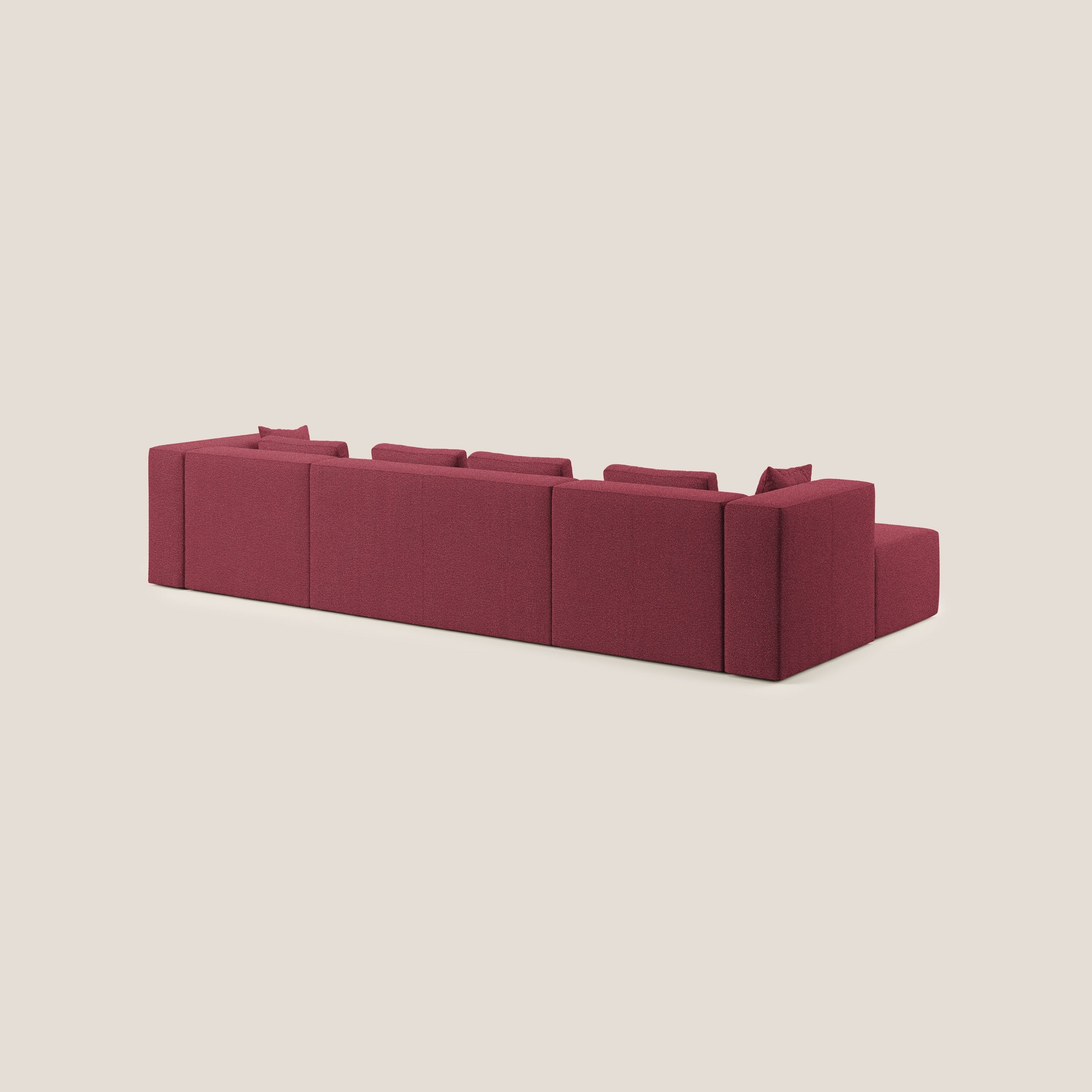 Nettuno divano panoramico in morbido tessuto bouclè T07 rosso - divitt.sbs