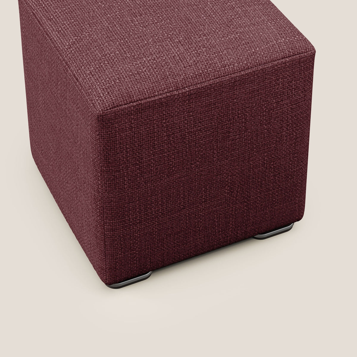 Cube pouf in morbido tessuto impermeabile ad intreccio melangiato T06 rosso - divitt.sbs