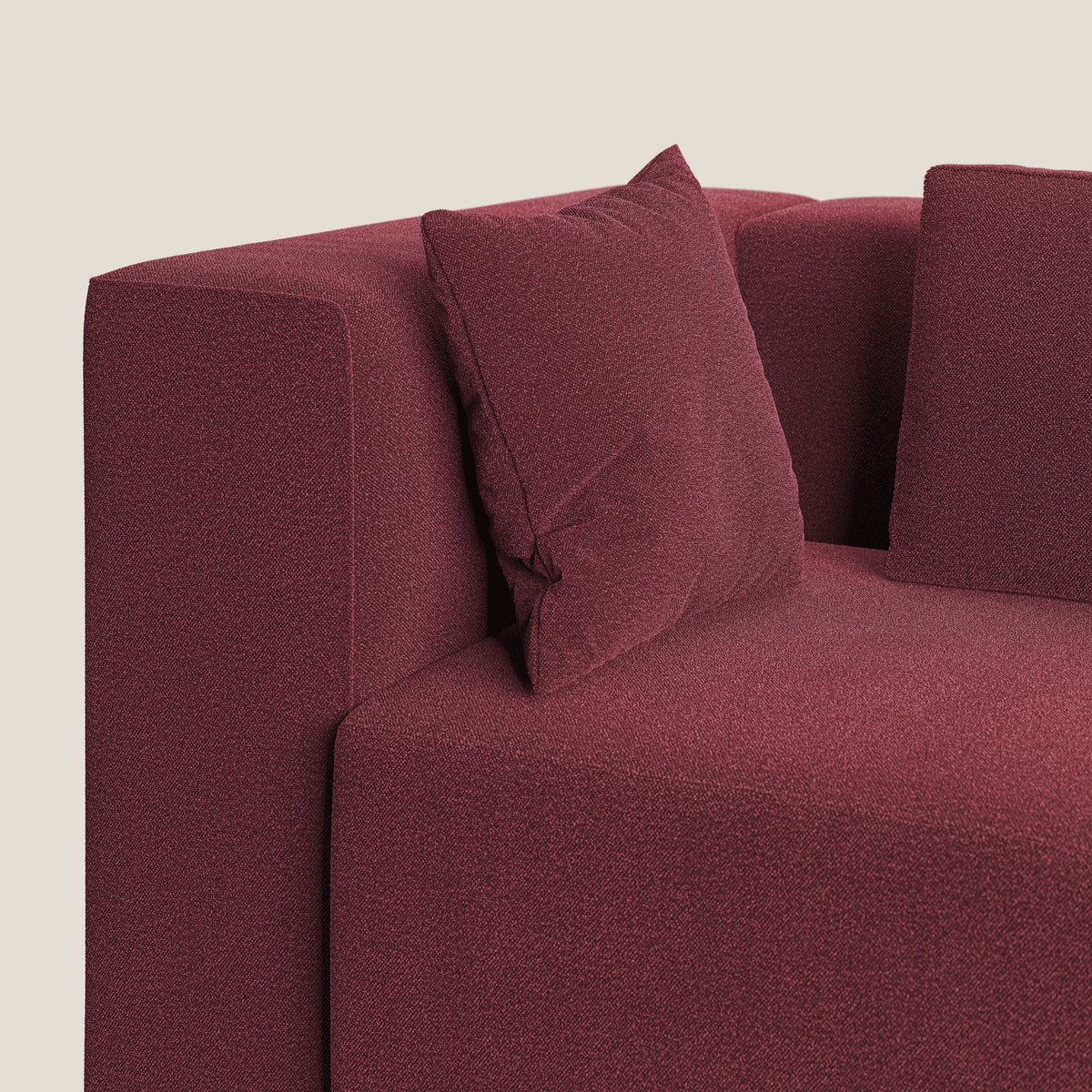 Nettuno divano moderno componibile in morbido tessuto bouclè T07 rosso - divitt.sbs