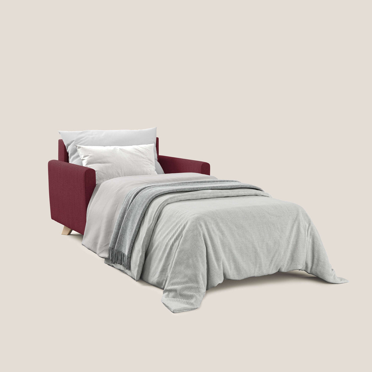 Edgar poltrona letto in tessuto felis impermeabile T03 rosso - divitt.sbs