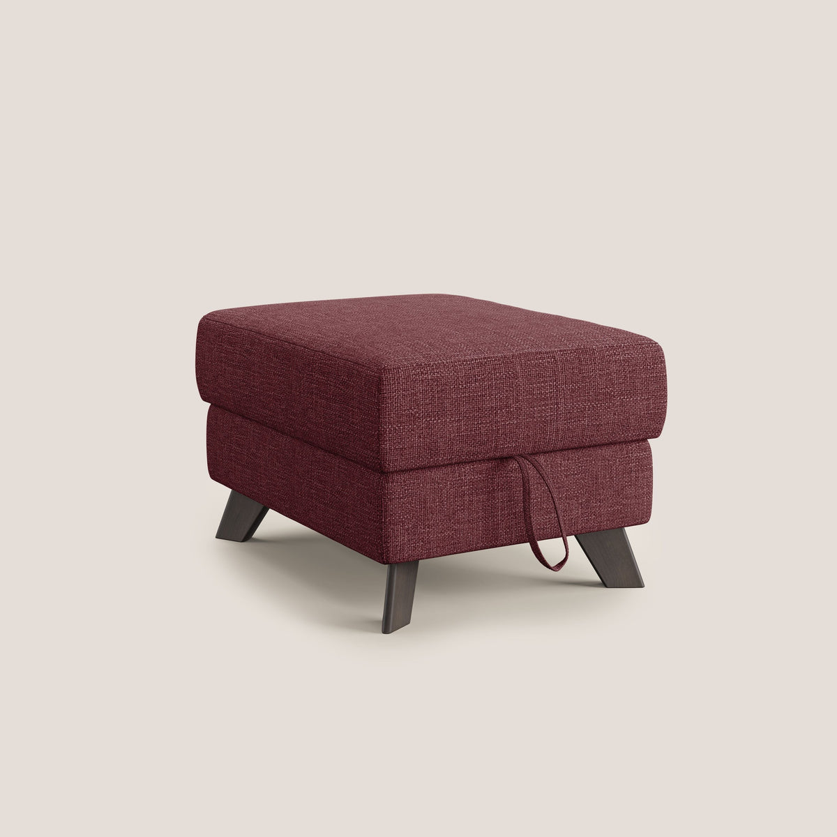 Moon Pouf contenitore e piedini alti in tessuto morbido ad intreccio soft-touch impermeabile T06 rosso - divitt.sbs