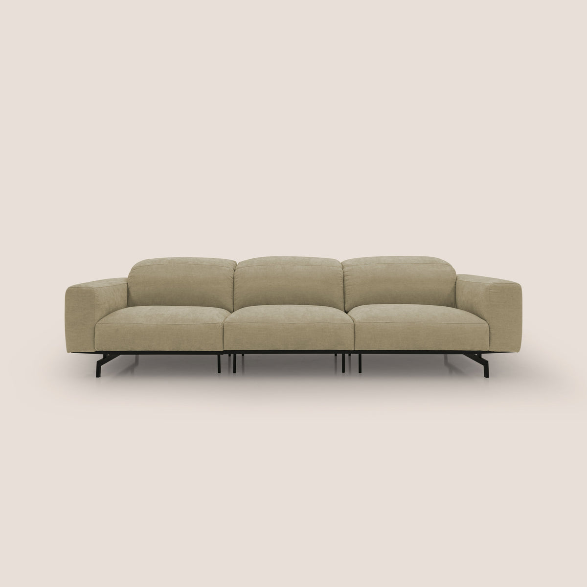 Sakura divano in piuma d'oca modulare a 3 sedute in morbido tessuto fiammato impermeabile T14 beige - divitt.sbs