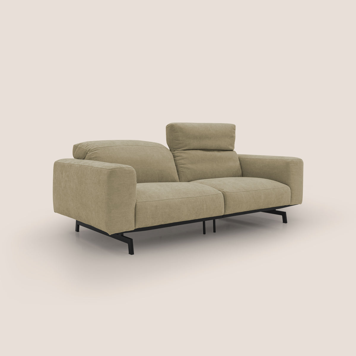Sakura divano in piuma d'oca modulare componibile in morbido tessuto fiammato impermeabile T14 beige - divitt.sbs