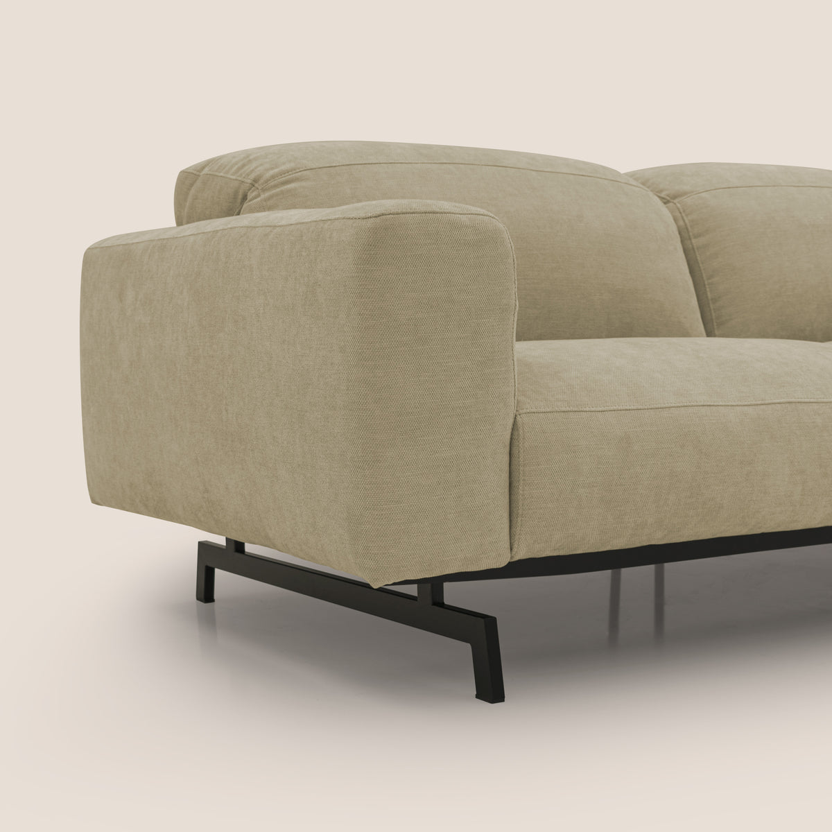Sakura divano in piuma d'oca modulare componibile in morbido tessuto fiammato impermeabile T14 beige - divitt.sbs