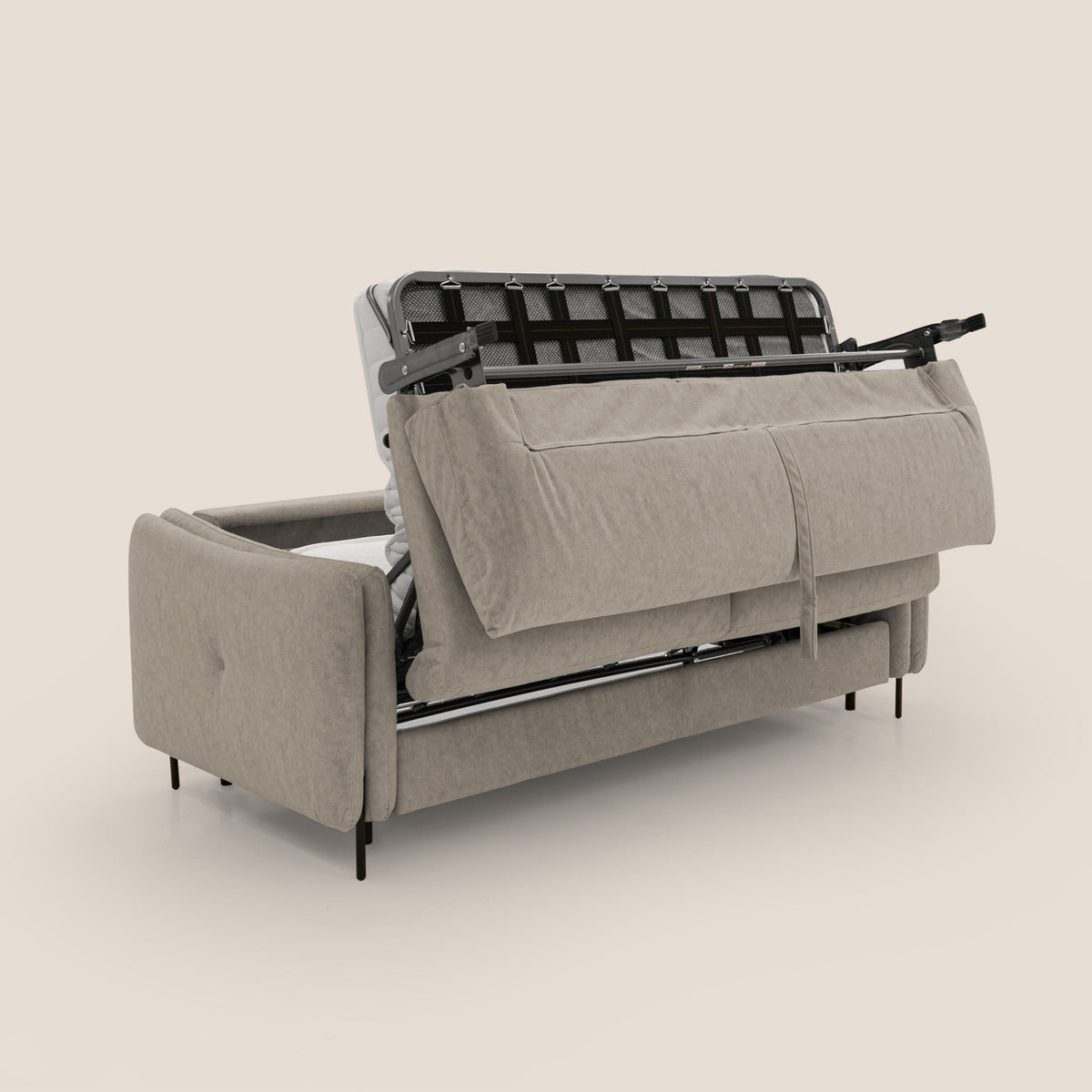 Gregory Divano letto con materasso h18 cm in microfibra effetto velluto impermeabile T09 tortora - divitt.sbs