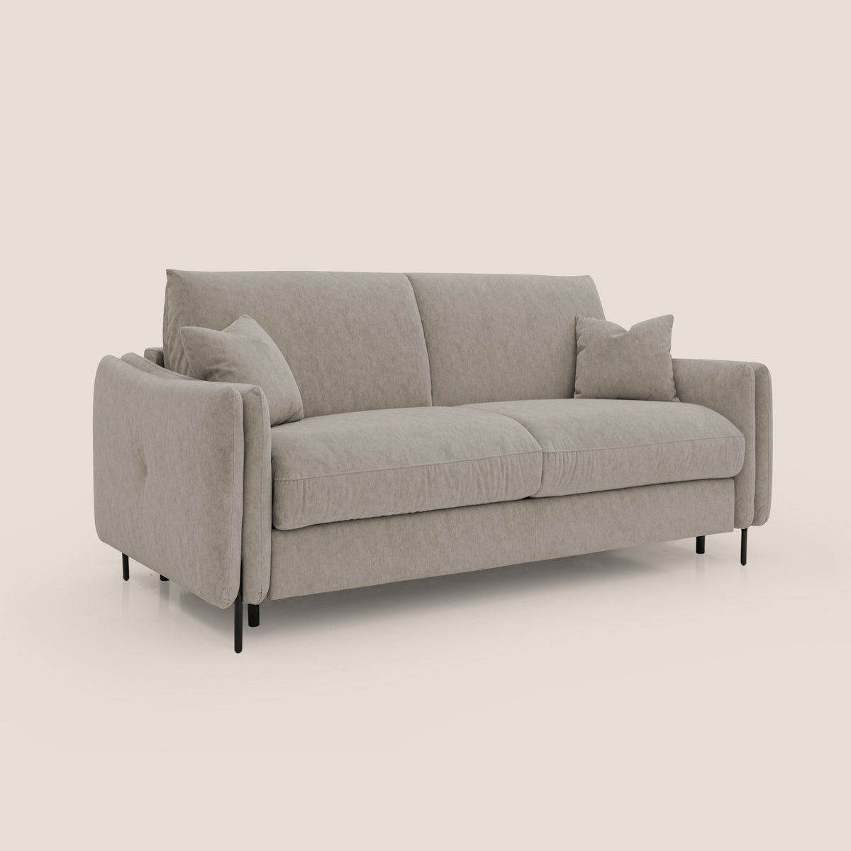 Gregory Divano letto con materasso h18 cm in microfibra effetto velluto impermeabile T09 tortora - divitt.sbs