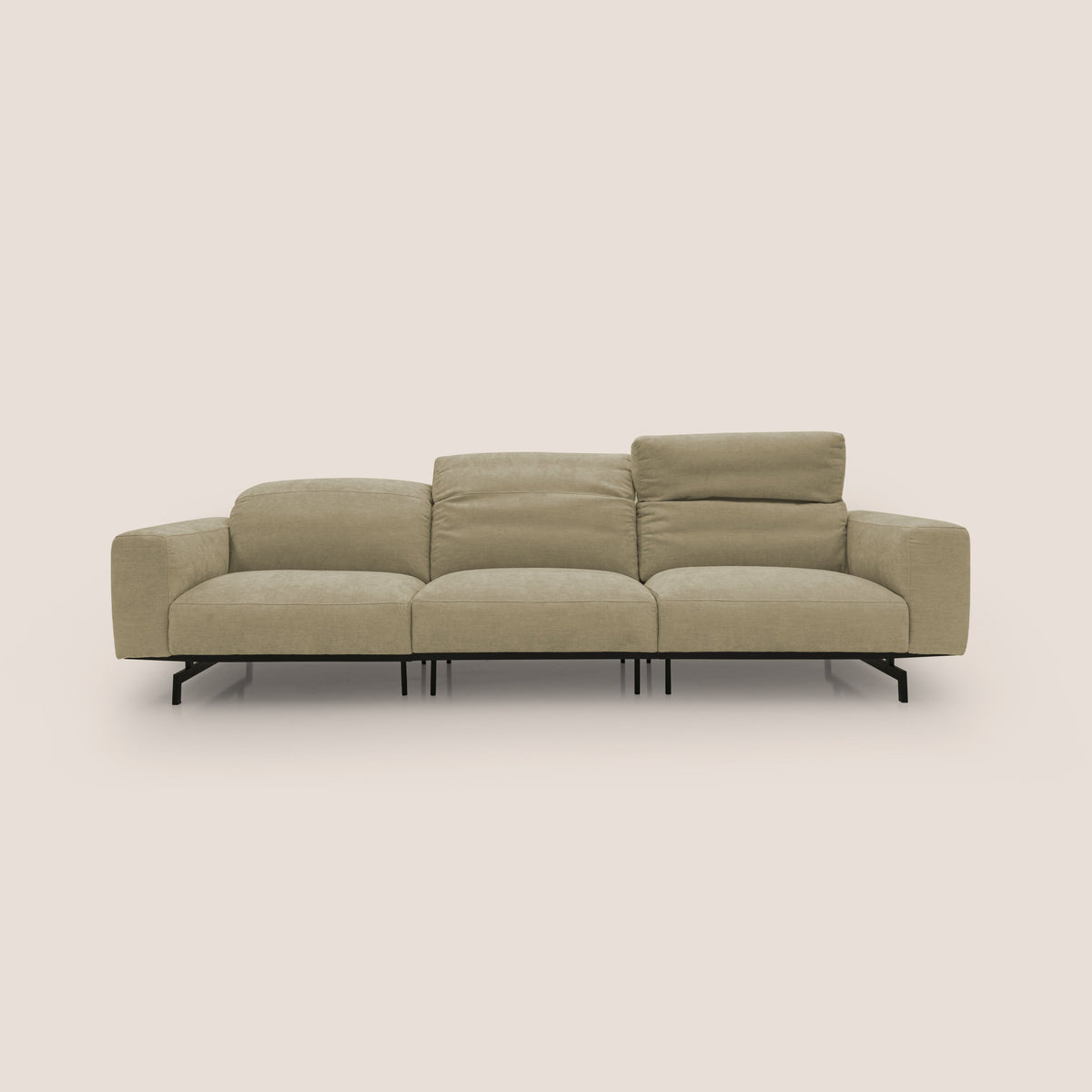 Sakura divano in piuma d'oca modulare a 3 sedute in morbido tessuto fiammato impermeabile T14 beige - divitt.sbs