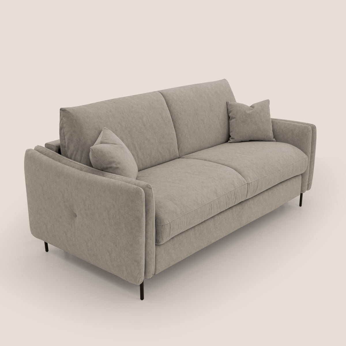 Gregory Divano letto con materasso h18 cm in microfibra effetto velluto impermeabile T09 tortora - divitt.sbs