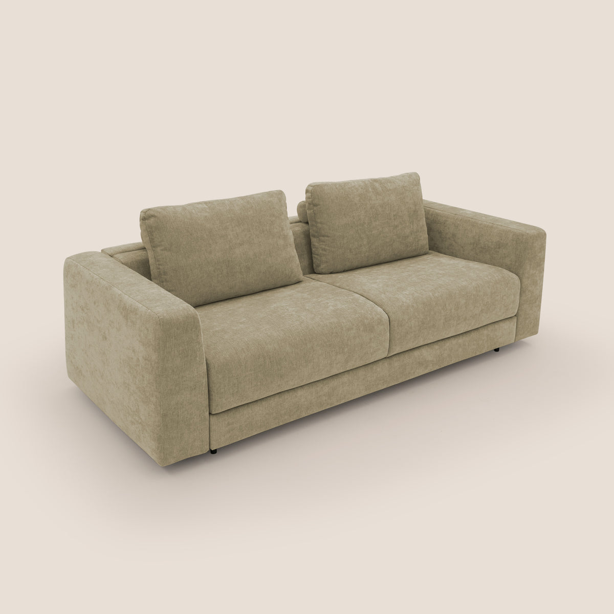 Freia Divano letto minimal materasso h15 cm con morbidi schienali in tessuto impermeabile T14 - divitt.sbs