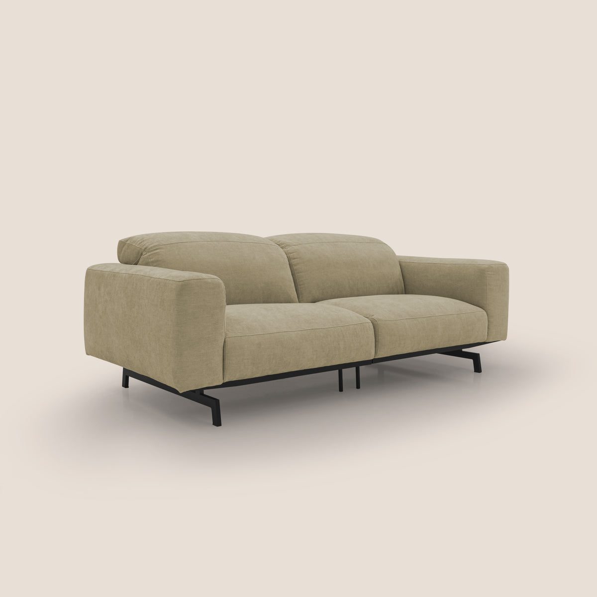 Sakura divano in piuma d'oca modulare componibile in morbido tessuto fiammato impermeabile T14 beige - divitt.sbs
