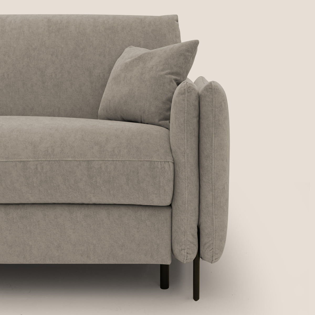 Gregory Divano letto con materasso h18 cm in microfibra effetto velluto impermeabile T09 tortora - divitt.sbs