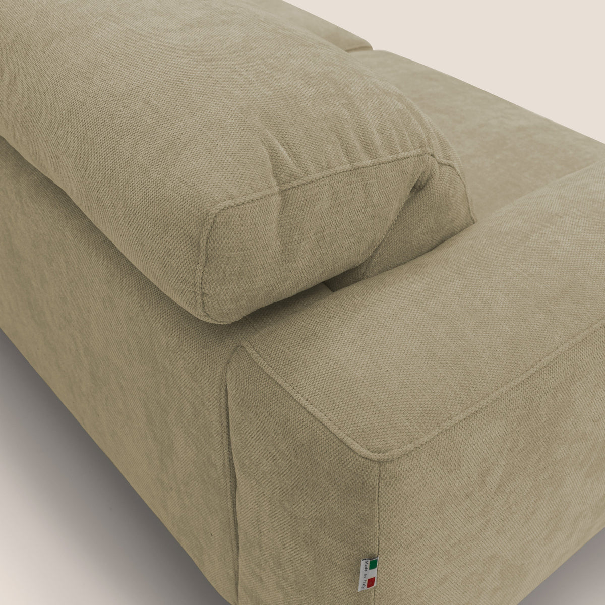Sakura divano in piuma d'oca modulare a 3 sedute in morbido tessuto fiammato impermeabile T14 beige - divitt.sbs