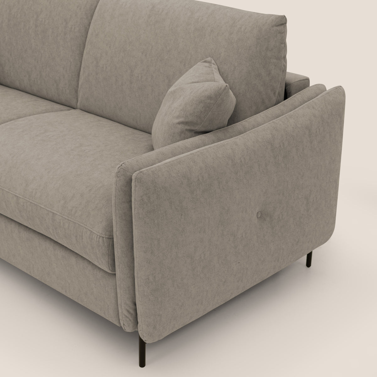 Gregory Divano letto con materasso h18 cm in microfibra effetto velluto impermeabile T09 tortora - divitt.sbs
