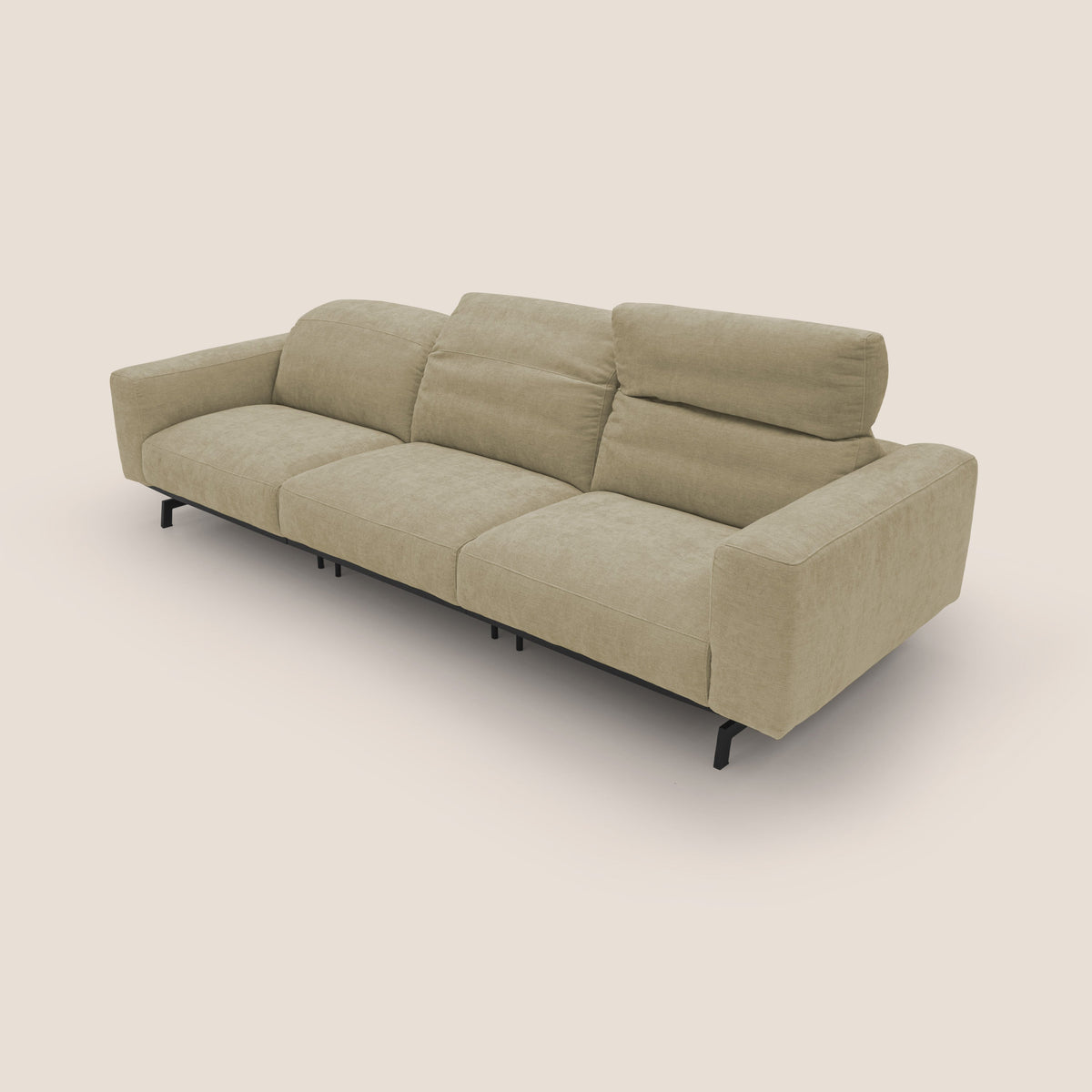 Sakura divano in piuma d'oca modulare a 3 sedute in morbido tessuto fiammato impermeabile T14 beige - divitt.sbs