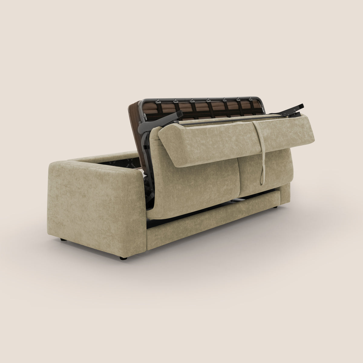 Freia Divano letto minimal materasso h15 cm con morbidi schienali in tessuto impermeabile T14 - divitt.sbs
