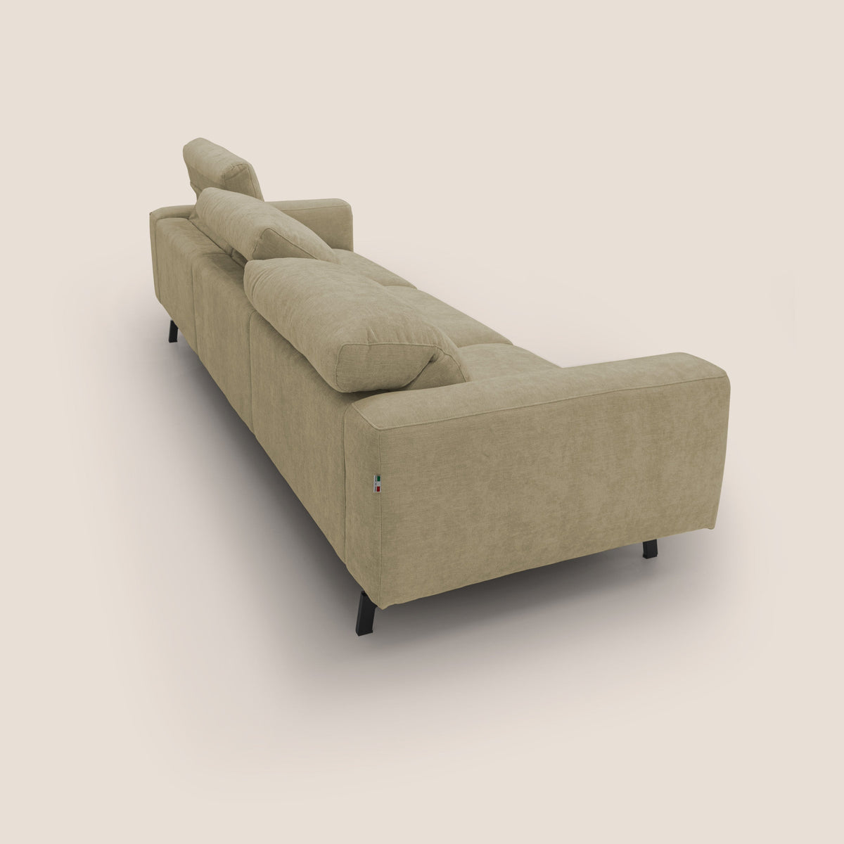 Sakura divano in piuma d'oca modulare a 3 sedute in morbido tessuto fiammato impermeabile T14 beige - divitt.sbs