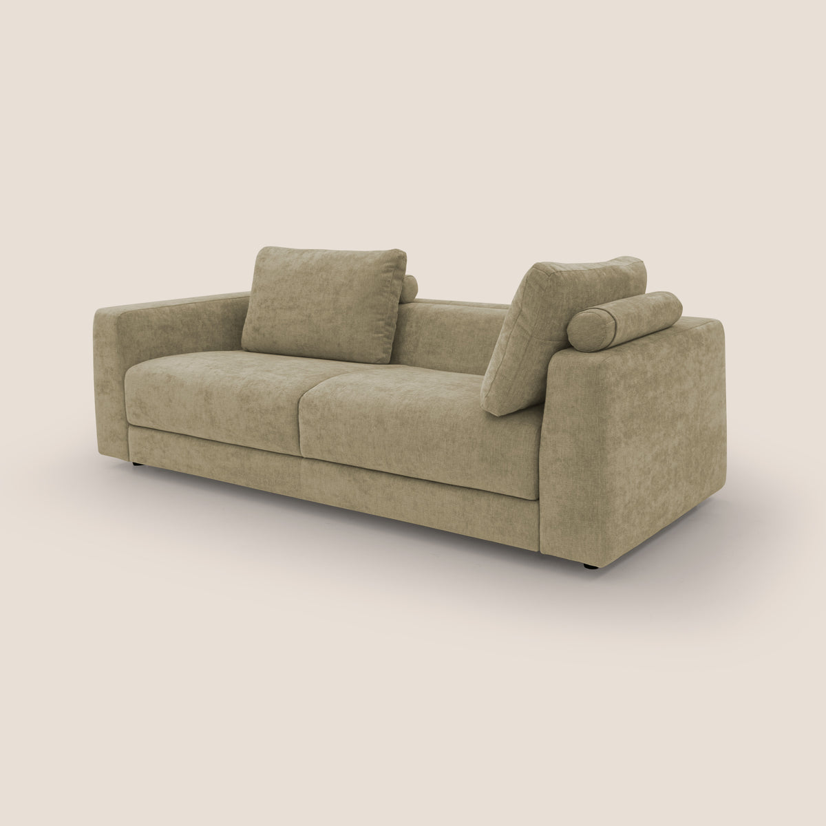 Freia Divano letto minimal materasso h15 cm con morbidi schienali in tessuto impermeabile T14 - divitt.sbs