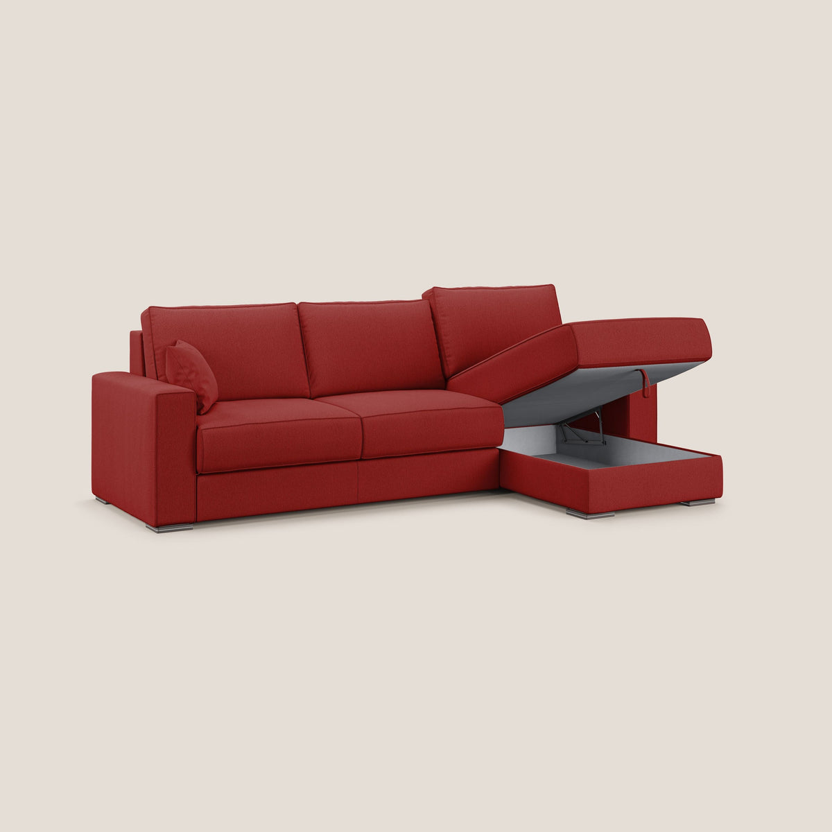 Dream Divano letto angolare in tessuto smacchiabile T05 rosso - divitt.sbs