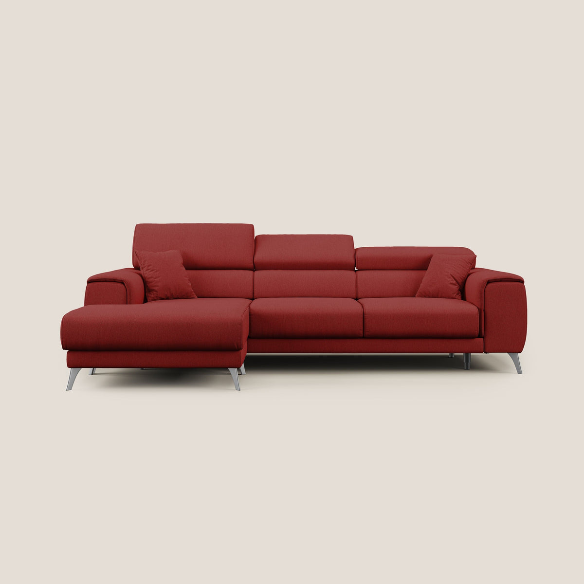 Fusion Divano angolare con sedute scorrevoli in tessuto morbido smacchiabile T05 rosso - divitt.sbs