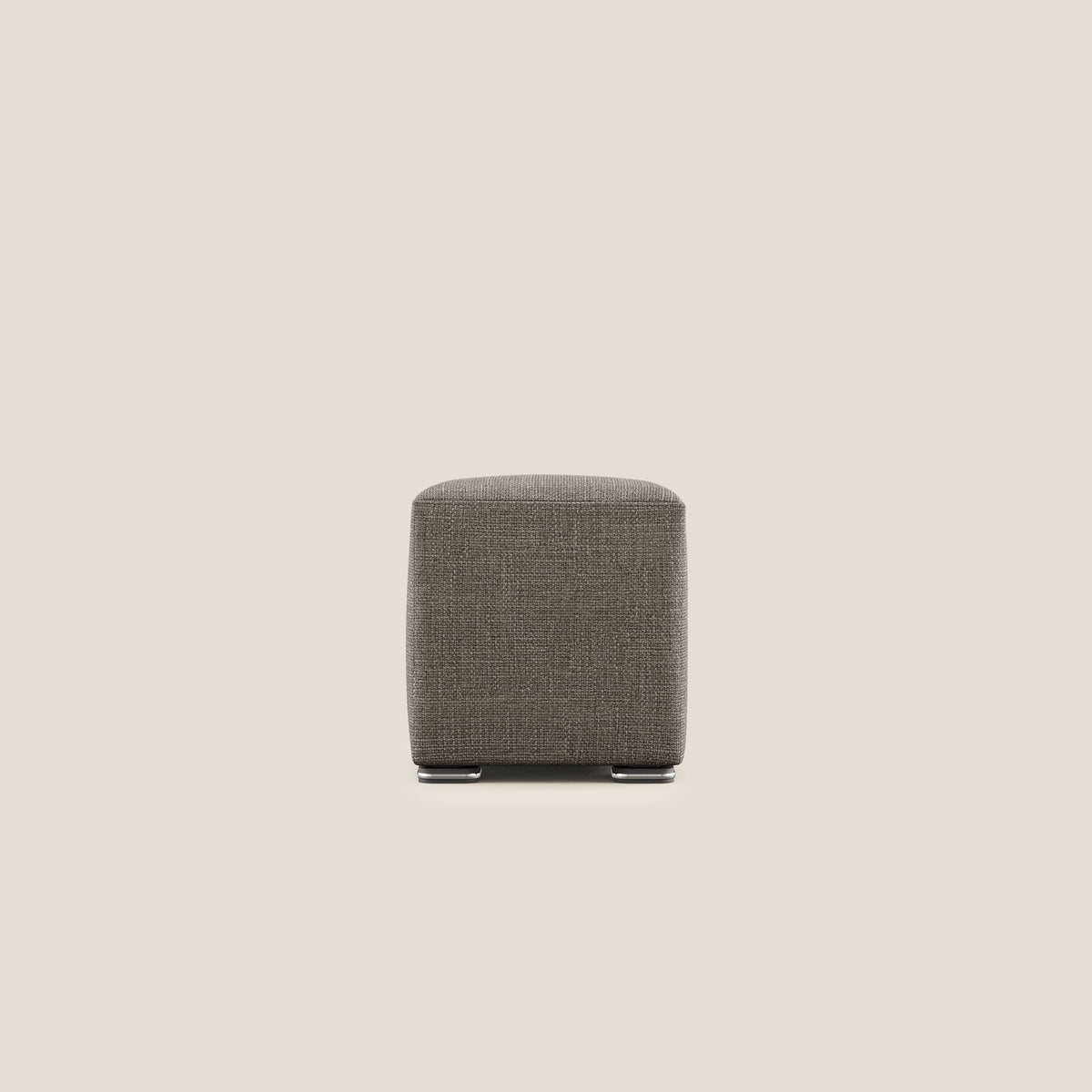 Cube pouf in morbido tessuto impermeabile ad intreccio melangiato T06 marrone - divitt.sbs