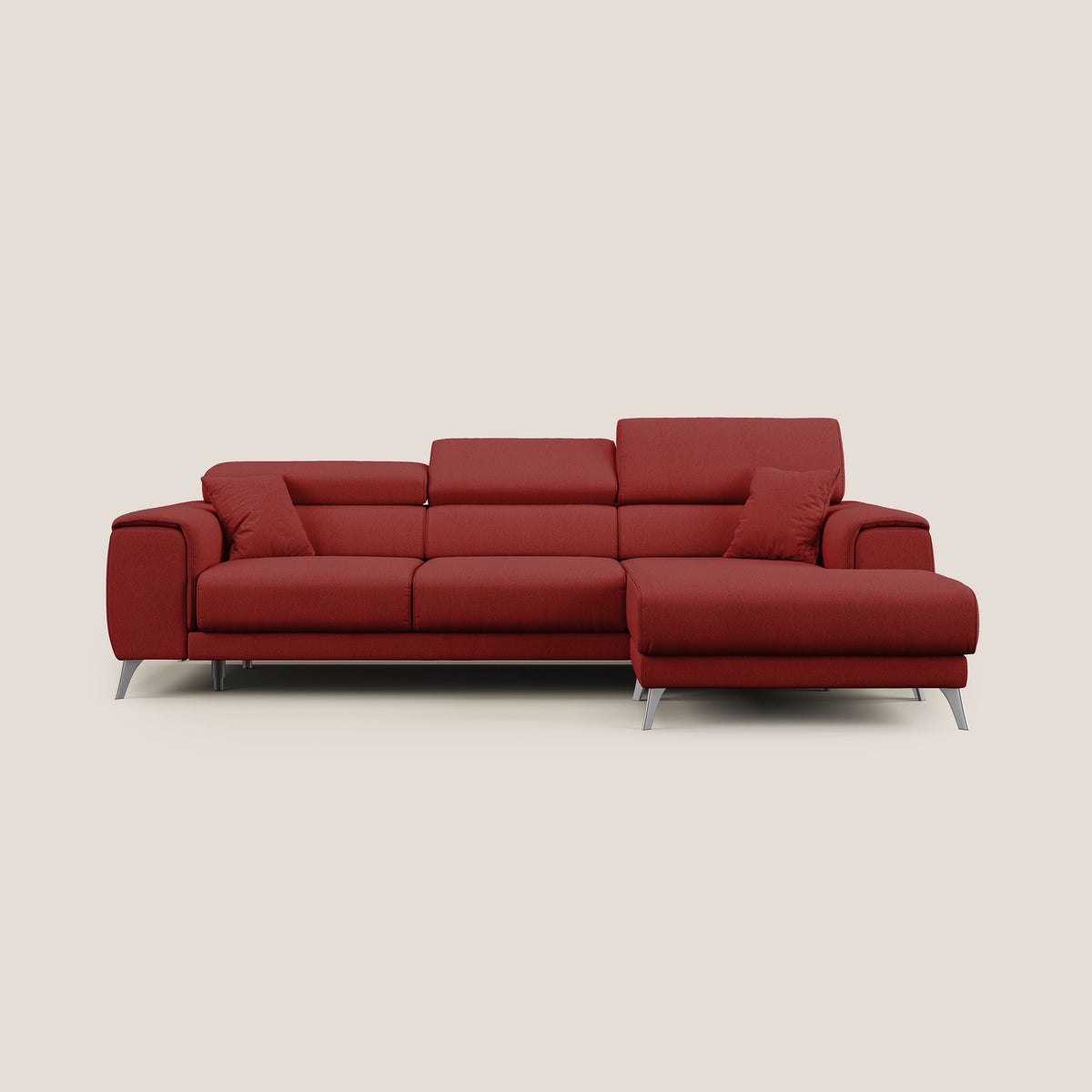Fusion Divano angolare con sedute scorrevoli in tessuto morbido smacchiabile T05 rosso - divitt.sbs