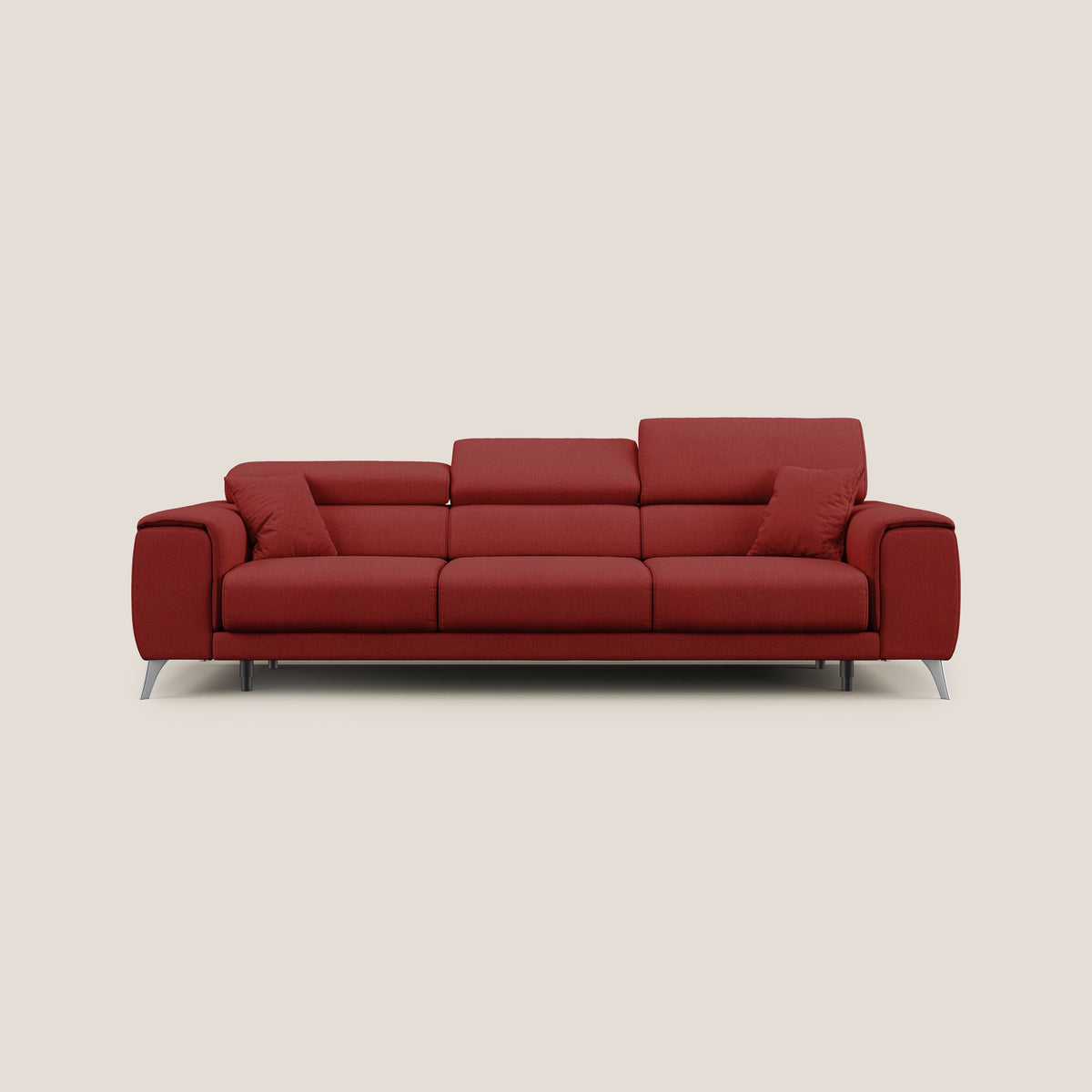 Fusion divano con 3 sedute allungabili in tessuto smacchiabile T05 rosso - divitt.sbs