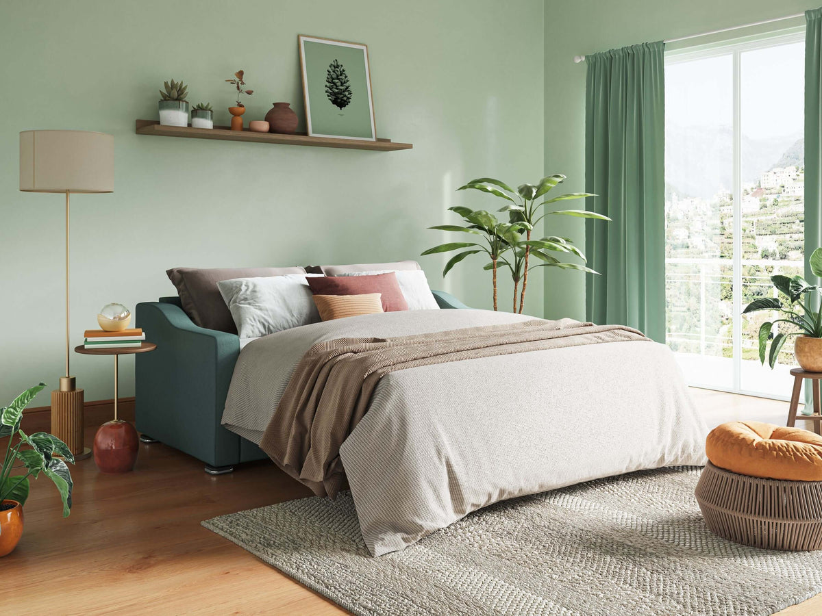 Amber divano letto matrimoniale in tessuto smacchiabile T05 verde - divitt.sbs
