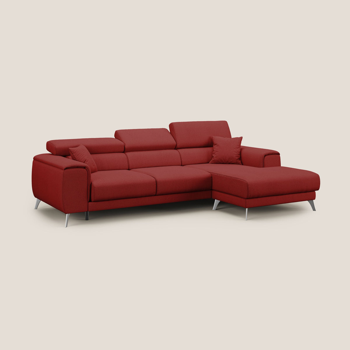 Fusion Divano angolare con sedute scorrevoli in tessuto morbido smacchiabile T05 rosso - divitt.sbs