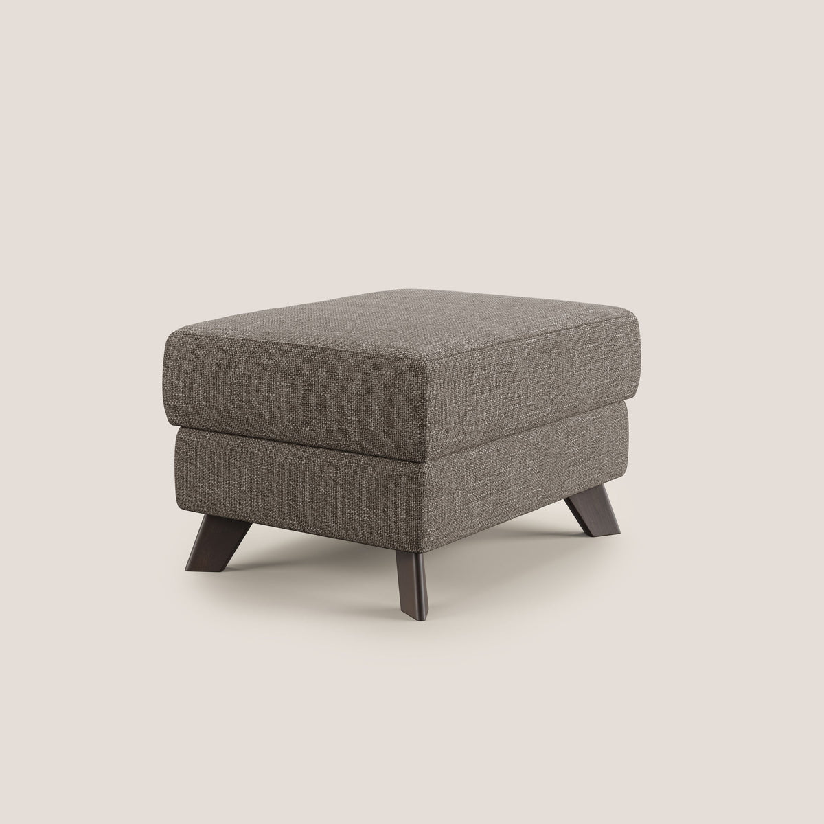 Moon Pouf contenitore e piedini alti in tessuto morbido ad intreccio soft-touch impermeabile T06 marrone - divitt.sbs