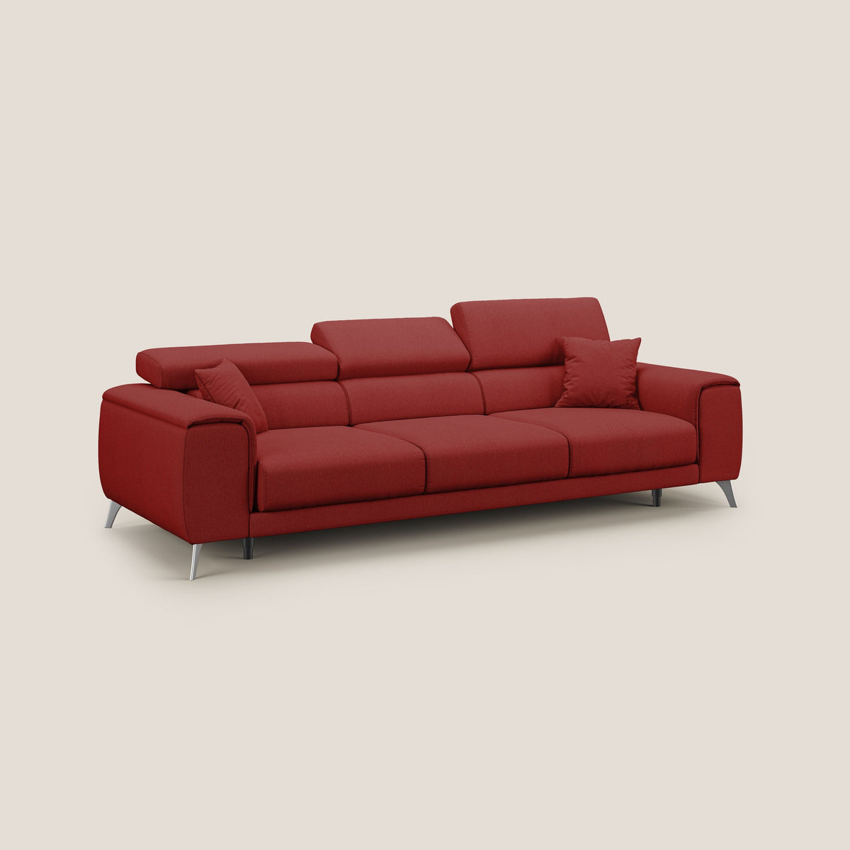 Fusion divano con 3 sedute allungabili in tessuto smacchiabile T05 rosso - divitt.sbs