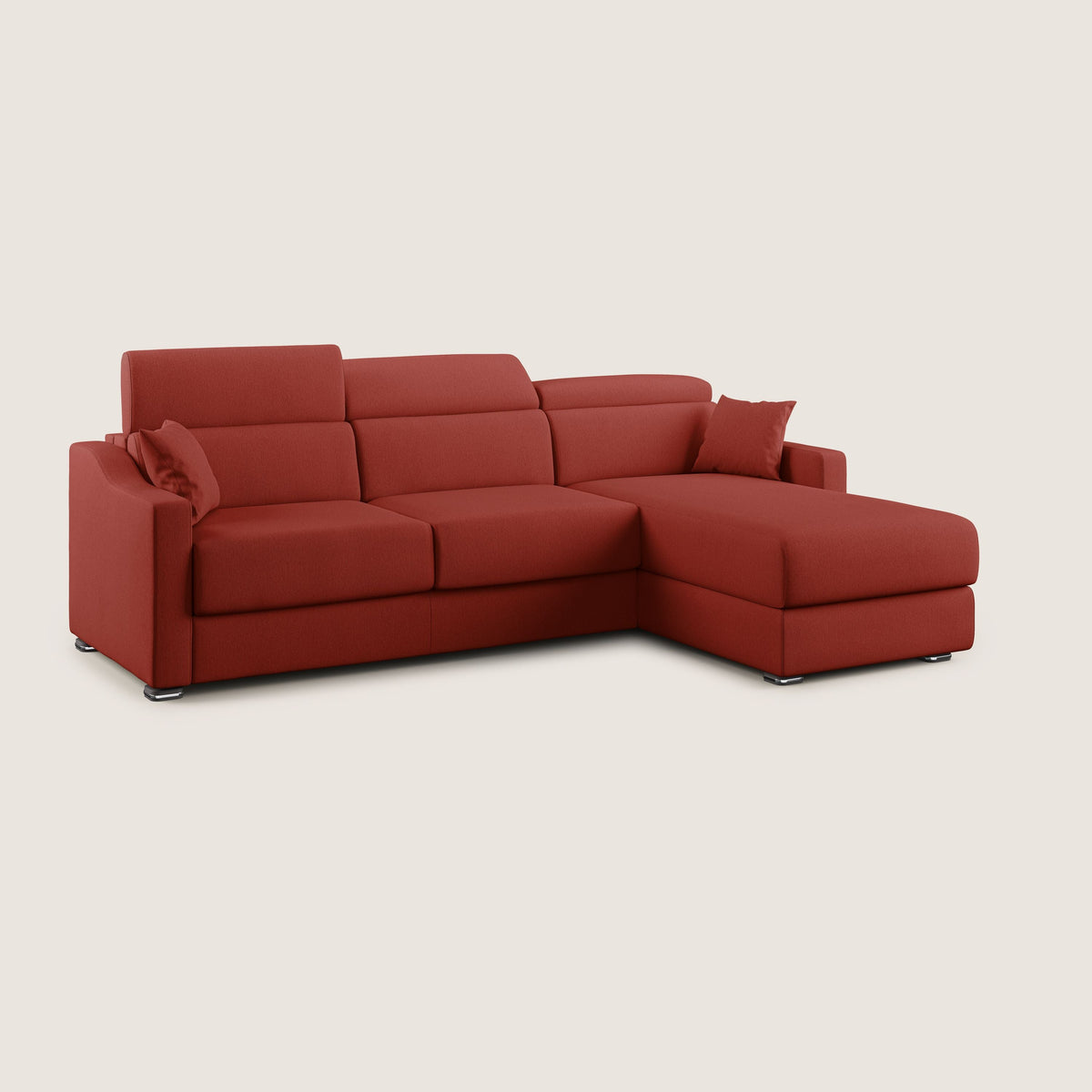 Amber divano letto angolare in tessuto smacchiabile T05 rosso - divitt.sbs