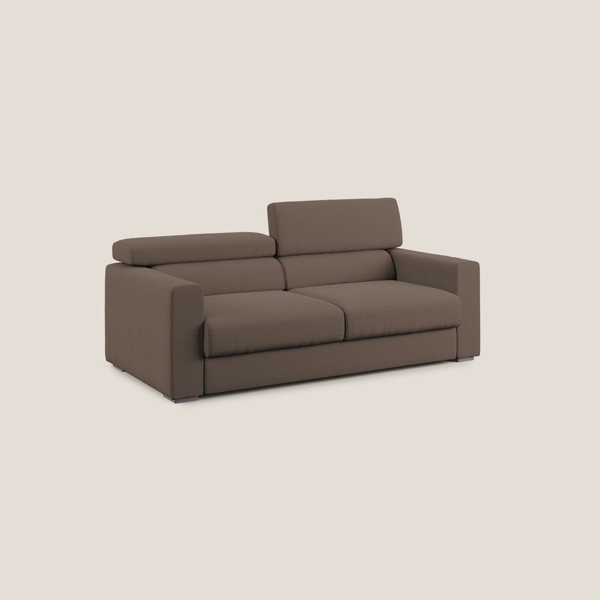 Dylan divano allungabile con pouf estraibile poggiapiedi in tessuto fiammato simil cotone impermeabile T19 marrone - divitt.sbs