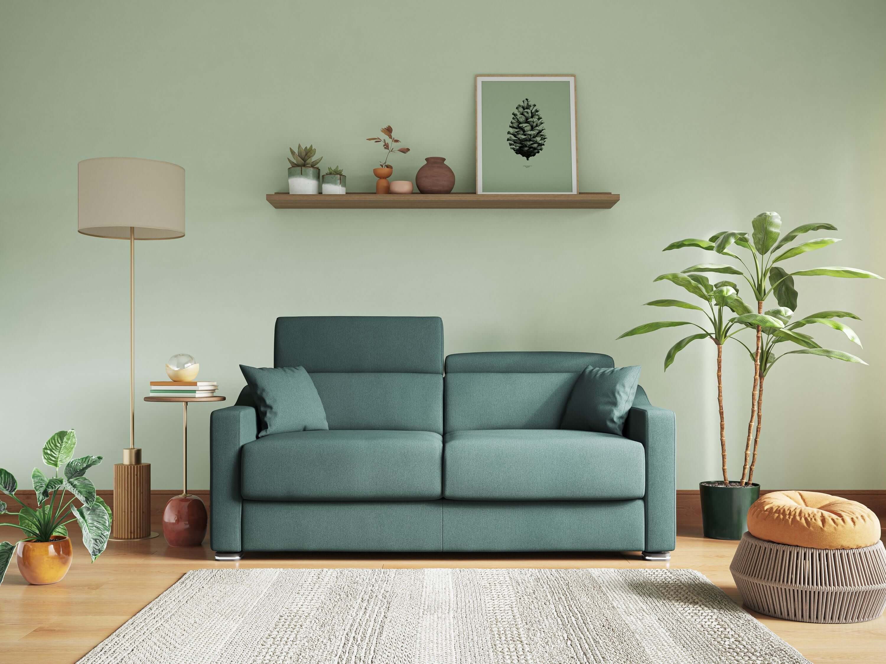 Amber divano letto matrimoniale in tessuto smacchiabile T05 verde - divitt.sbs