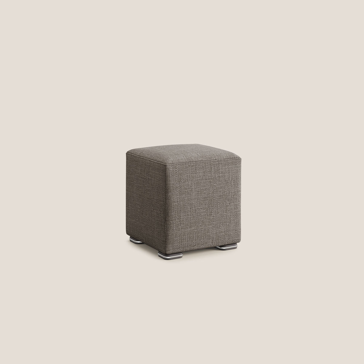 Cube pouf in morbido tessuto impermeabile ad intreccio melangiato T06 marrone - divitt.sbs