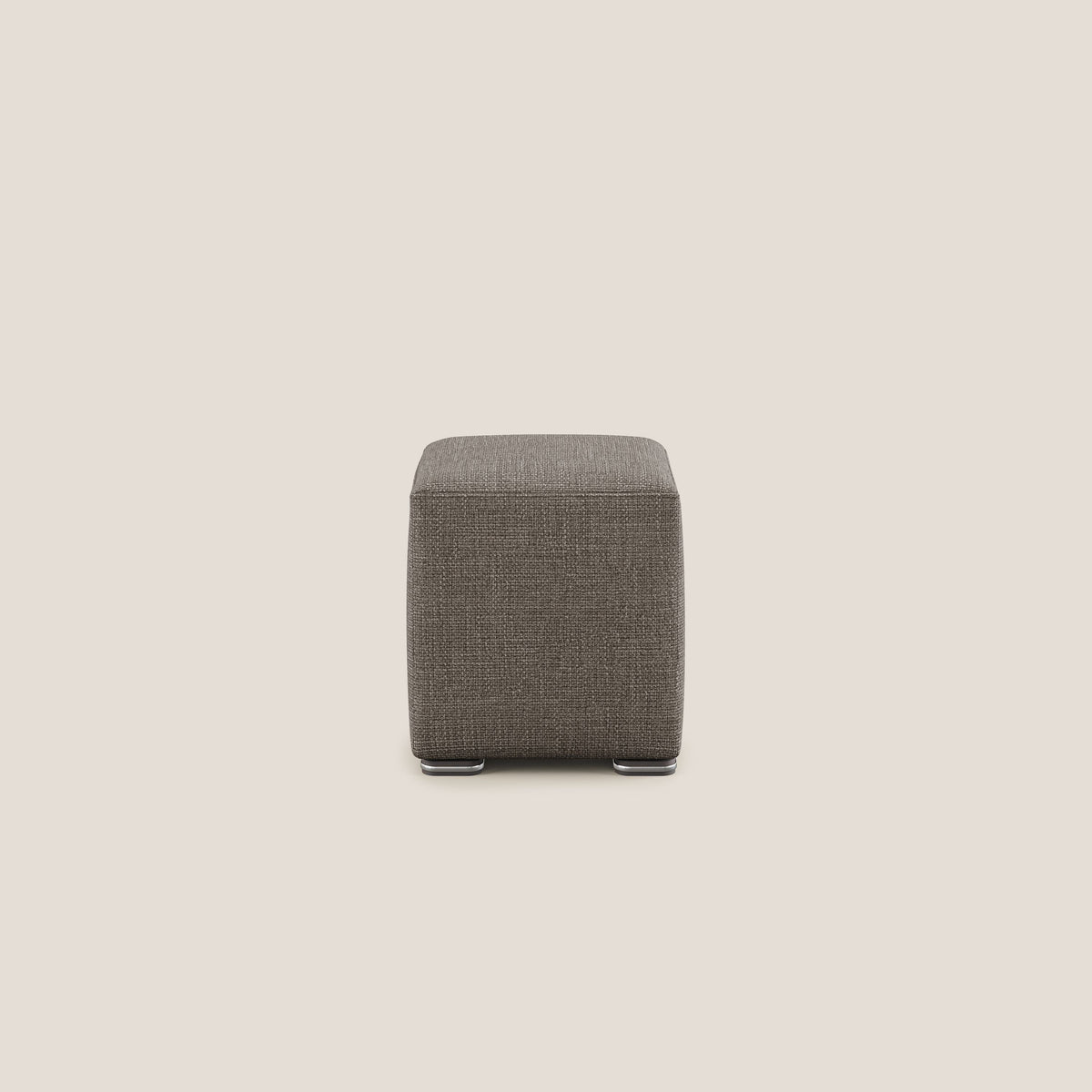 Cube pouf in morbido tessuto impermeabile ad intreccio melangiato T06 marrone - divitt.sbs