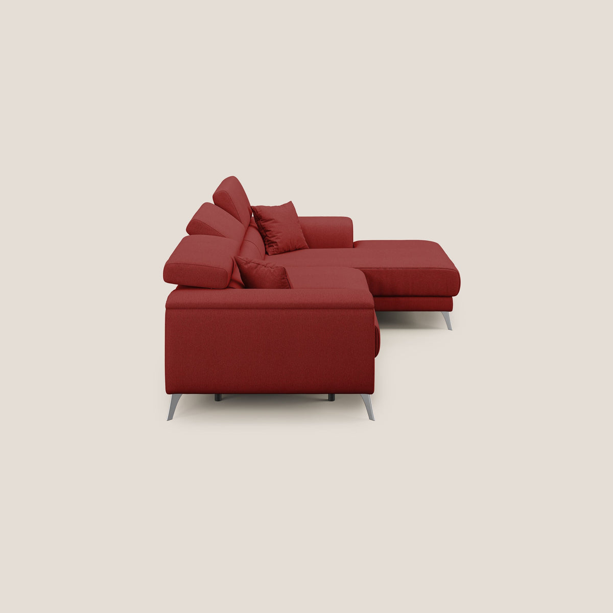 Fusion Divano angolare con sedute scorrevoli in tessuto morbido smacchiabile T05 rosso - divitt.sbs