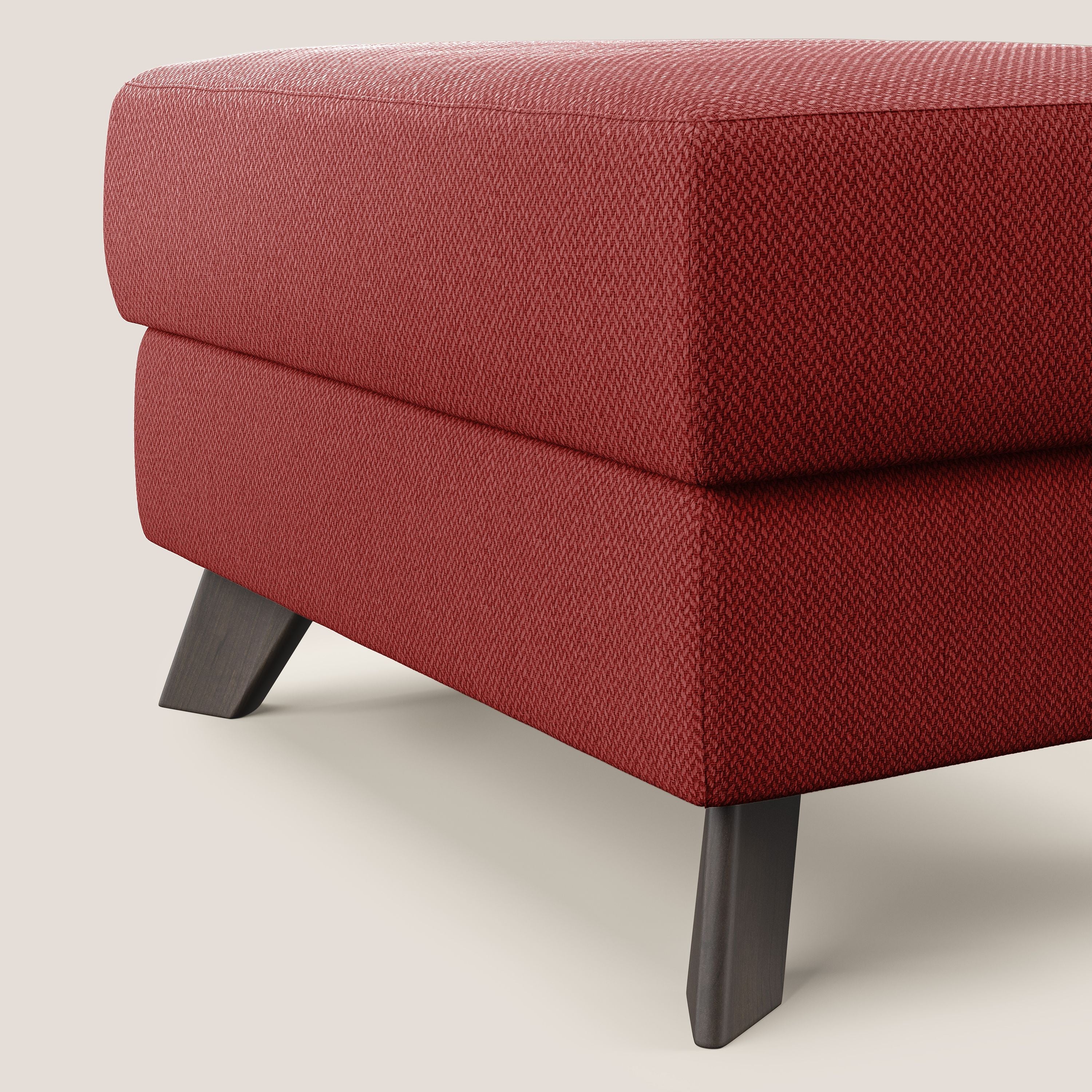 Moon Pouf contenitore e piedini alti in tessuto smacchiabile con acqua T05 rosso - divitt.sbs