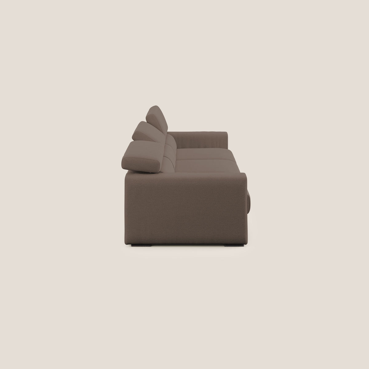 Dylan divano a 3 sedute con pouf estraibile poggiapiedi in tessuto fiammato simil cotone impermeabile T19 marrone - divitt.sbs