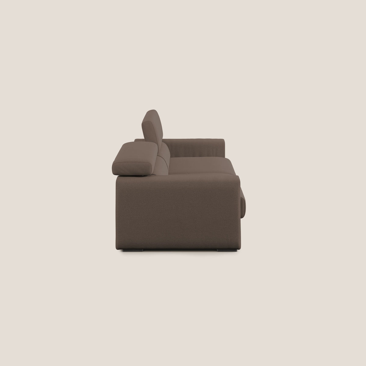 Dylan divano allungabile con pouf estraibile poggiapiedi in tessuto fiammato simil cotone impermeabile T19 marrone - divitt.sbs