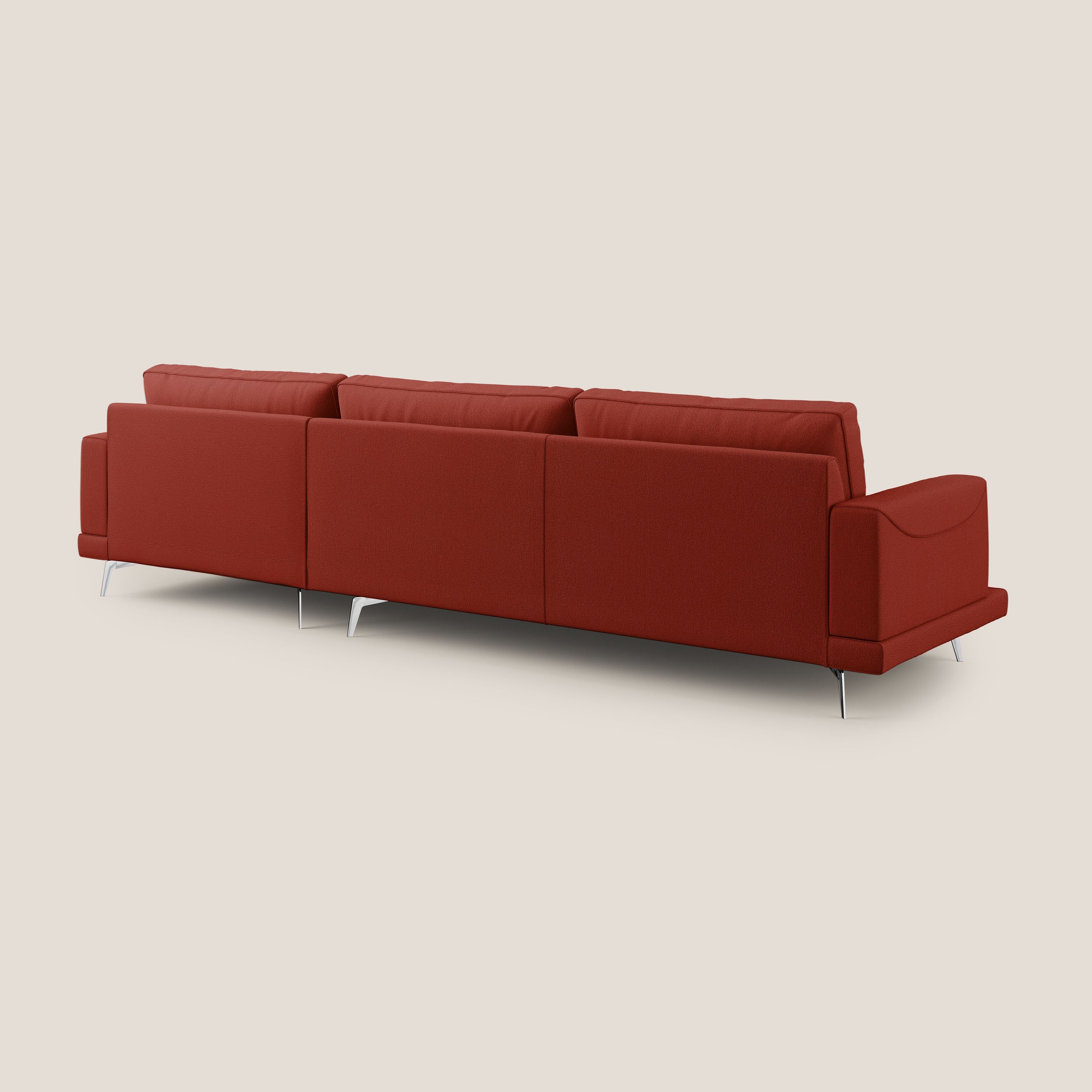 Dorian divano moderno angolare con penisola in tessuto morbido antimacchia T05 rosso - divitt.sbs