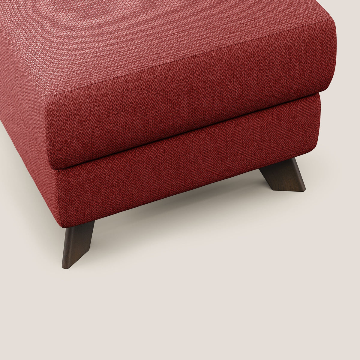 Moon Pouf contenitore e piedini alti in tessuto smacchiabile con acqua T05 rosso - divitt.sbs