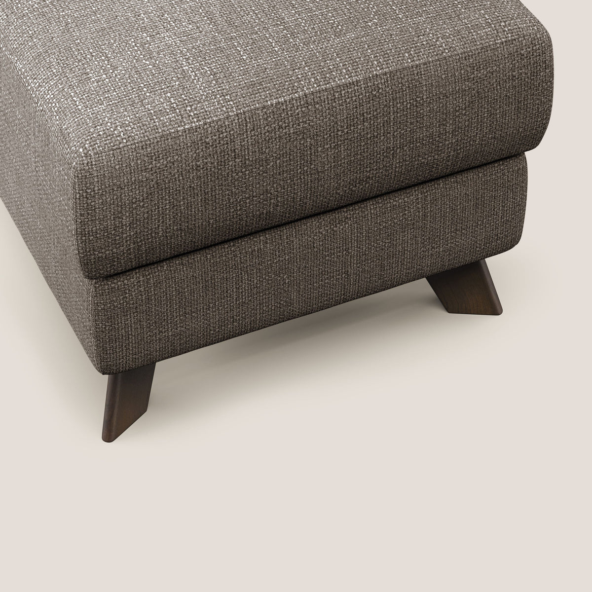 Moon Pouf contenitore e piedini alti in tessuto morbido ad intreccio soft-touch impermeabile T06 marrone - divitt.sbs