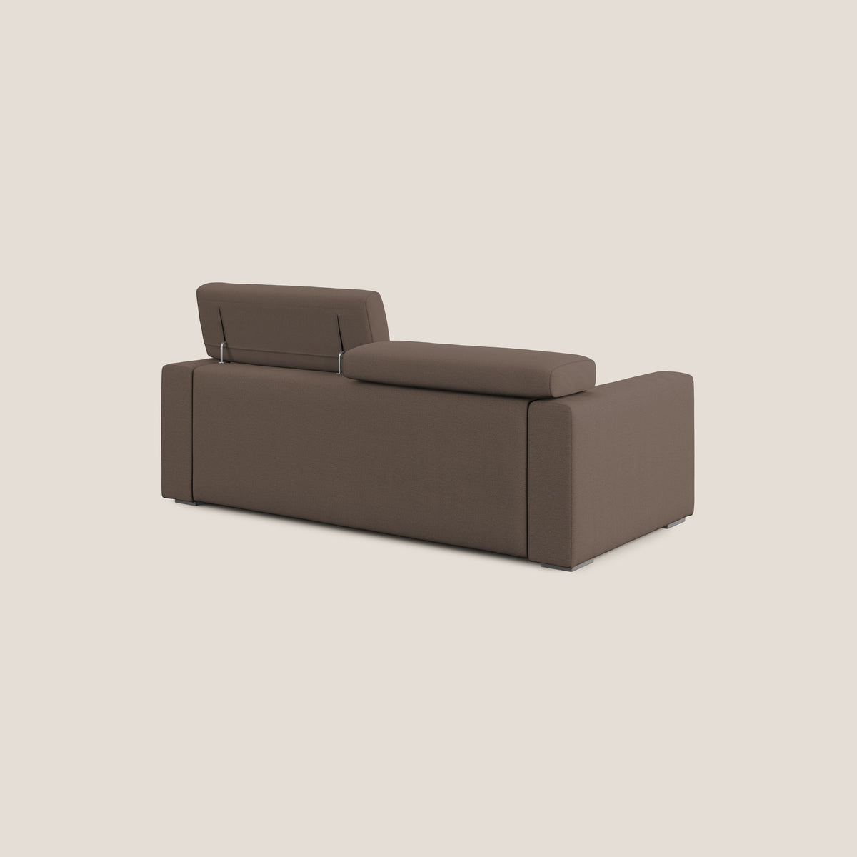 Dylan divano allungabile con pouf estraibile poggiapiedi in tessuto fiammato simil cotone impermeabile T19 marrone - divitt.sbs