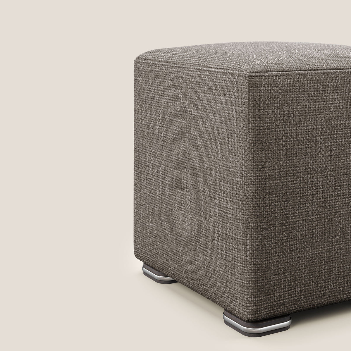 Cube pouf in morbido tessuto impermeabile ad intreccio melangiato T06 marrone - divitt.sbs