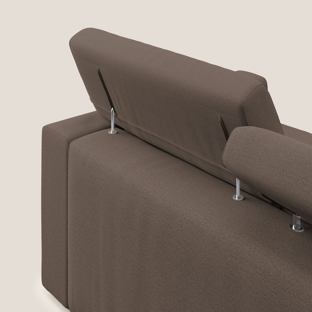 Dylan divano a 3 sedute con pouf estraibile poggiapiedi in tessuto fiammato simil cotone impermeabile T19 marrone - divitt.sbs
