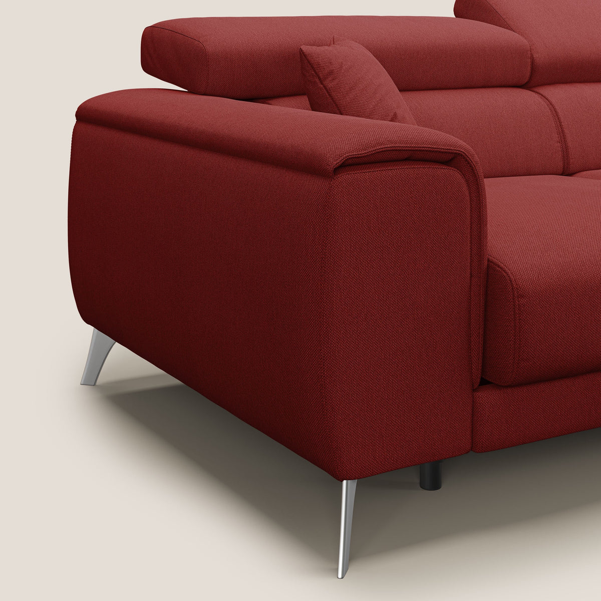 Fusion Divano angolare con sedute scorrevoli in tessuto morbido smacchiabile T05 rosso - divitt.sbs